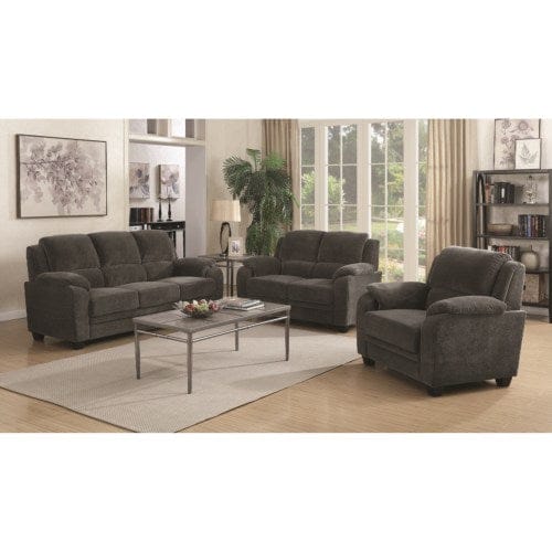 Northend Upholstered 3pc Living Room Set Charcoal - Set3P506241 COSMEGA
