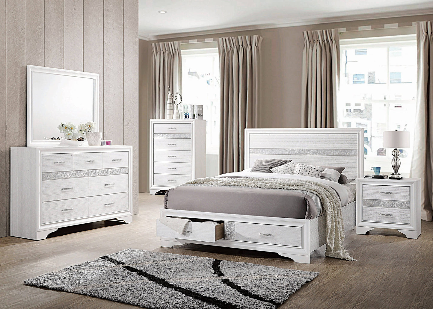 Miranda Queen 2-Drawer Storage Bed White - 205111Q Pie's Variety Store