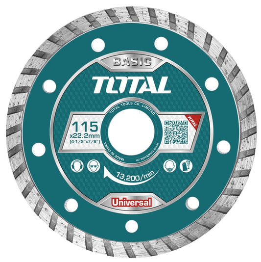 TOTAL Turbo Diamond Blade, Wet and Dry Cutting Disc 4 1/2" x 7/8" (115 X 22MM) TAC2131153 ebuystt