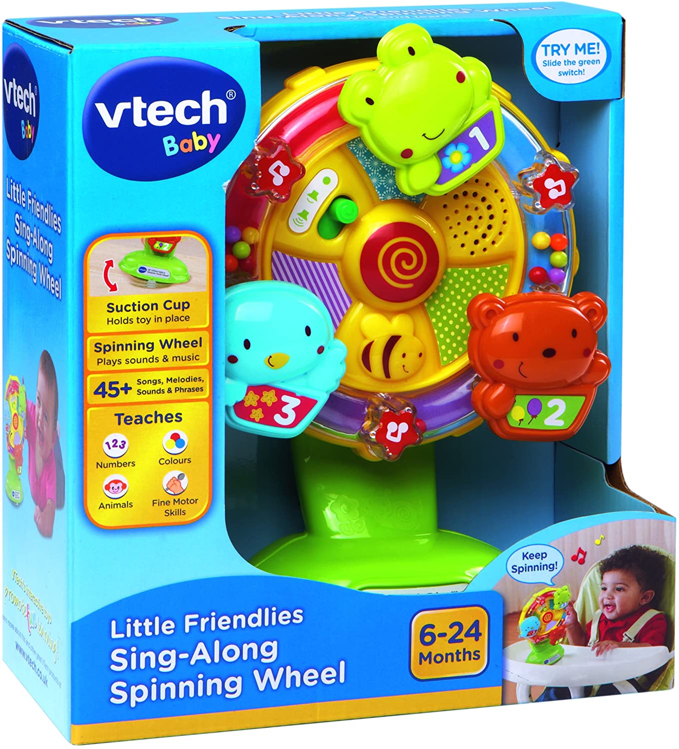 V-TECH Sing Along Spinning Wheel: 3 press animal buttons teaching animal name, their sound and a playful song - 165903 ebuystt