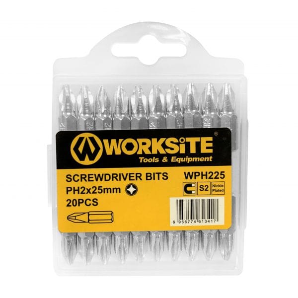 WORKSITE 20Pcs Screwdriver Bit Set. Screwdriver Bit PH2 Screwdriver Bit Set With Tough Case. Bits Are Impacted Ready. Suitable For Both Hand Tools And Electric Tools-WPH225 Worksite Hand Tools