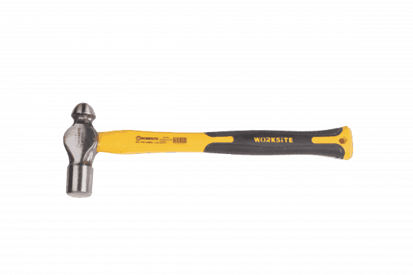 Worksite Ball Pein Hammer with Ergonomic fiberglass handle, 1LB, Forged steel head for superior strength and durability. Unified fiberglass handle fixed with epoxy resin. Fiberglass core adds strength and help reduce vibrations. -WT3025 Worksite Hand Tools