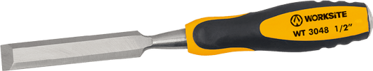 "Worksite Flat Plate Chisel 1/2 inch(12mm), Anti-slip two-component ergonomic handle. Professional Bevel Edge Chisel, Drop forged chrome Vanadium blade, Contoured handles for maximum control - WT3048" Worksite Hand Tools