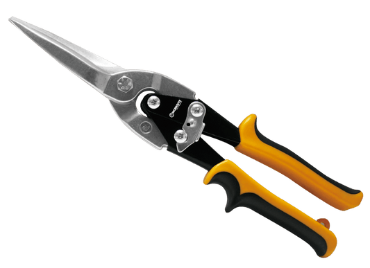 Worksite Long Straight Aviation Snip, This Multipurpose Snip Tool cuts up to 24-gauge cold-roll steel and 26-gauge stainless-steel. Great for cutting sheet metal, vinyl, plastic, rubber and many other applications. WT6055 / WT6032 Worksite Hand Tools