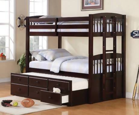 Kensington Twin Over Twin Bunk Bed With Trundle Cappuccino - 460071 A-Z Store Nadia