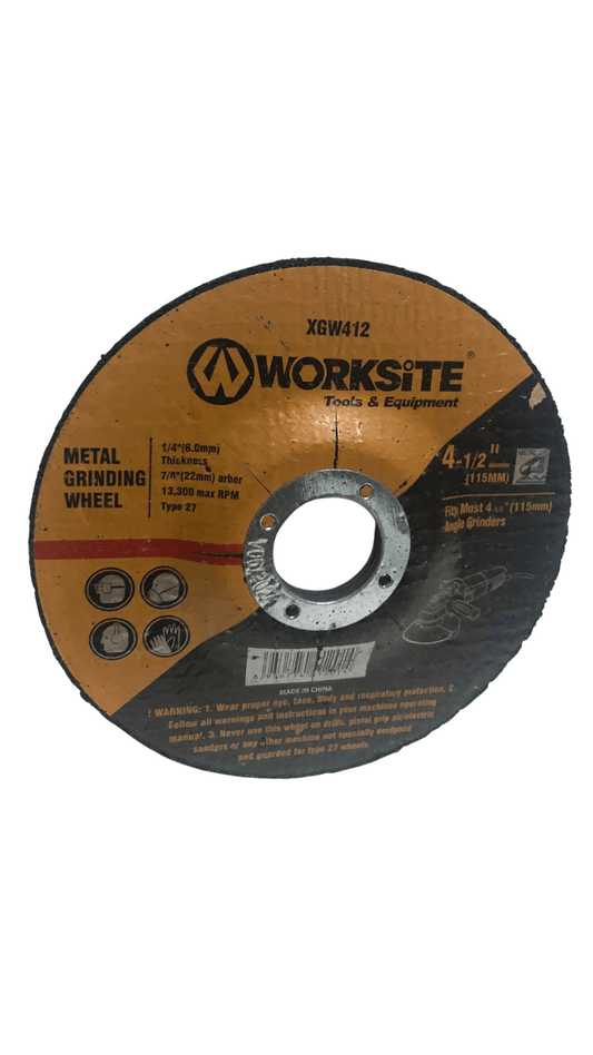 Worksite 4 1/2 Inch (115 Millimeter) Diamond Grinding Wheel. Suitable For Most Electric Grinders Air Cut Off Tool and Electric Cut Off Tool – Our Cutting Wheels are Ideal for Cutting Iron, Plastic, Steel, Stainless Steel–XGW412 Worksite Hand Tools
