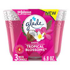 Glade Candle Exotic Tropical Blossoms, Fragrance Candle Infused with Essential Oils, Air Freshener Candle, 3-Wick Candle, 6.8 Oz - GCETBAF68 Pie's Variety Store