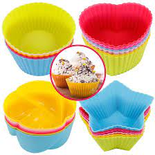 Letgo Shop Silicone Cupcake Liners Reusable Baking Cups Nonstick Easy Clean Pastry Muffin Molds 4 Shapes Round, Stars, Heart, Flowers, 24 Pieces Colorful-WIL-106-B01HPWDWT6 Pie's Variety Store