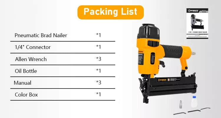 WORKSITE Narrow Crown Air Stapler, Pneumatic 18G, Ideally for Furniture, Flooring, Wooden Ornament / Picture Frame, Roofing Palm - PNT388 Worksite Hand Tools