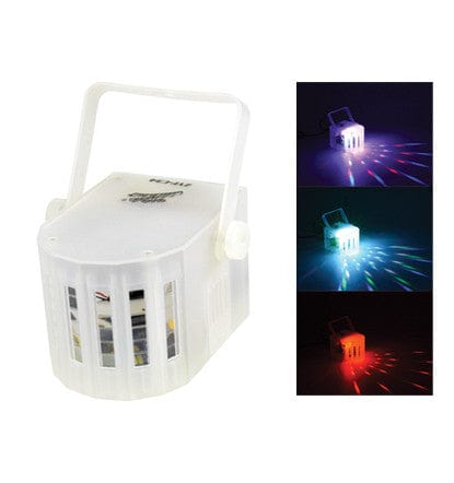 Zebra - Mini LED Derby Disco Light contains 4 LED bulbs comprised of red, blue, green and white which spread an illumination through 36 clear crystal windows. This unit also comes with a speed control that regulates the LED patterns Hannah's Variety Store