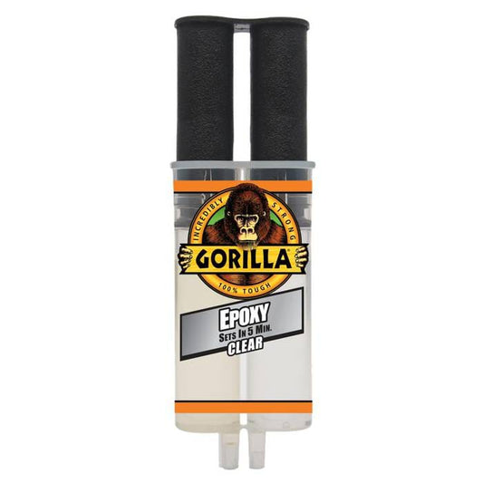 Gorilla Epoxy Syringe 25ml (0.85 OZ), For Incredibly Strong, Permanent, Fast and Gap Filling Bond and Solvent Resistant. Ideal for Wood, Metal, Stone, Ceramic, Glass, Plastic, PVC Sheet, Brick, Concrete, Foam and More - 4200102 MEGA