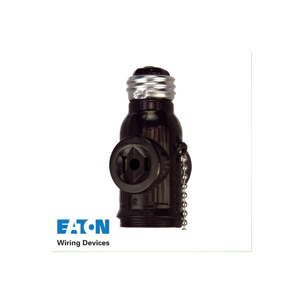 Copper Pull String Socket: One socket to one socket with two 250W NEMA 1-15R outlets, Pull chain switch MEGA