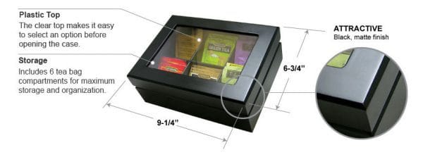 Wooden Tea Chest with window 6 compantment/hold 72 teabags This wooden tea chest is a simple yet effective addition to your cafe, coffee shop, hotel or buffet’s self service station-WTC Hannah's Variety Store