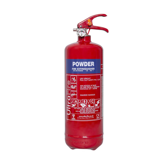 Powder Fire Extinguisher - suitable for use on class A fires involving solid materials, class B fires involving flammable liquids, class C fires involving flammable gases, and fires involving electrical equipment. - 2KG -2UFE ebuystt