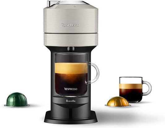 Nespresso by Breville Vertuo Next Coffee & Espresso Machine (Light Grey) is a single-serve machine with Centrifusion technology to gently brew both coffee and espresso. Its slim fit makes the perfect addition to any kitchen or countertop - NESC-407-1063 Elegant AccScents