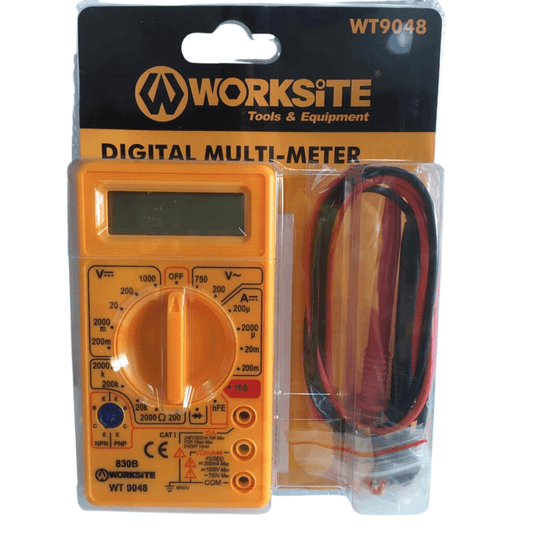 Worksite Digital Voltmeter Ammeter Ohmmeter Multimeter Volt AC DC Tester. Easy to operate, Readings indicated directly on the screen. Overhaul all kinds of circuit boards, Overload protection on all ranges. Small and compact design- WT9048 Worksite Hand Tools