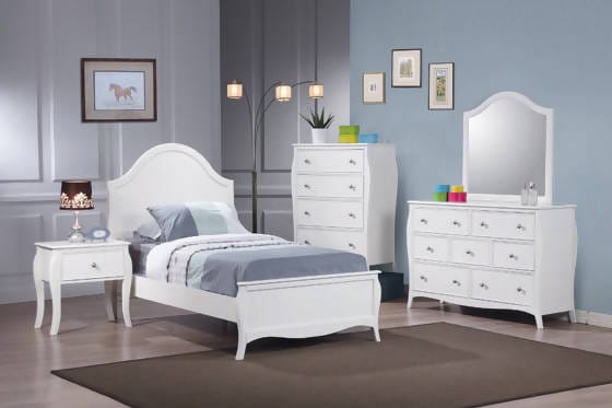 Dominique Twin Panel Bed White - 400561T Pie's Variety Store