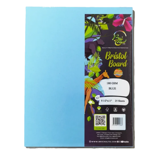 BriCha Bristol Board 180 GSM, Blue (25 Sheets) - 810626012383 Pie's Variety Store