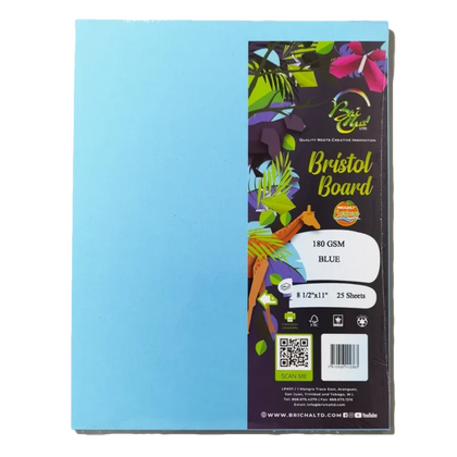 BriCha Bristol Board 180 GSM, Blue (25 Sheets) - 810626012383