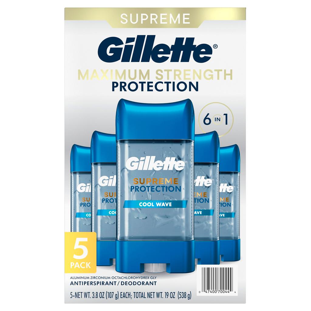 Gillette Cool Wave Men’s Antiperspirant and Deodorant Gel 5 Units / 107 g / 3.8 oz-419338 Hannah's Variety Store