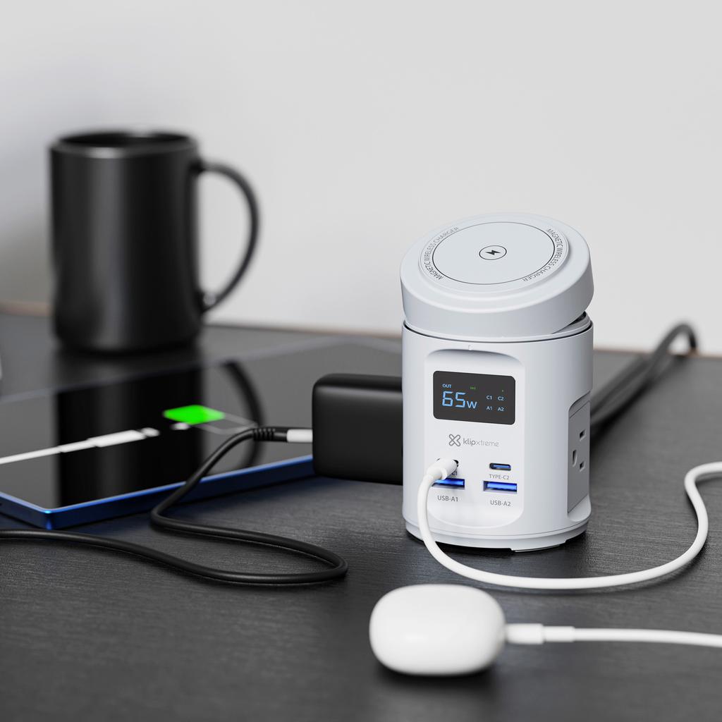 Klipxtreme 7-in-1 Charging Station with Top Wireless Base and Digital Monitoring Display - 498625 ebuystt