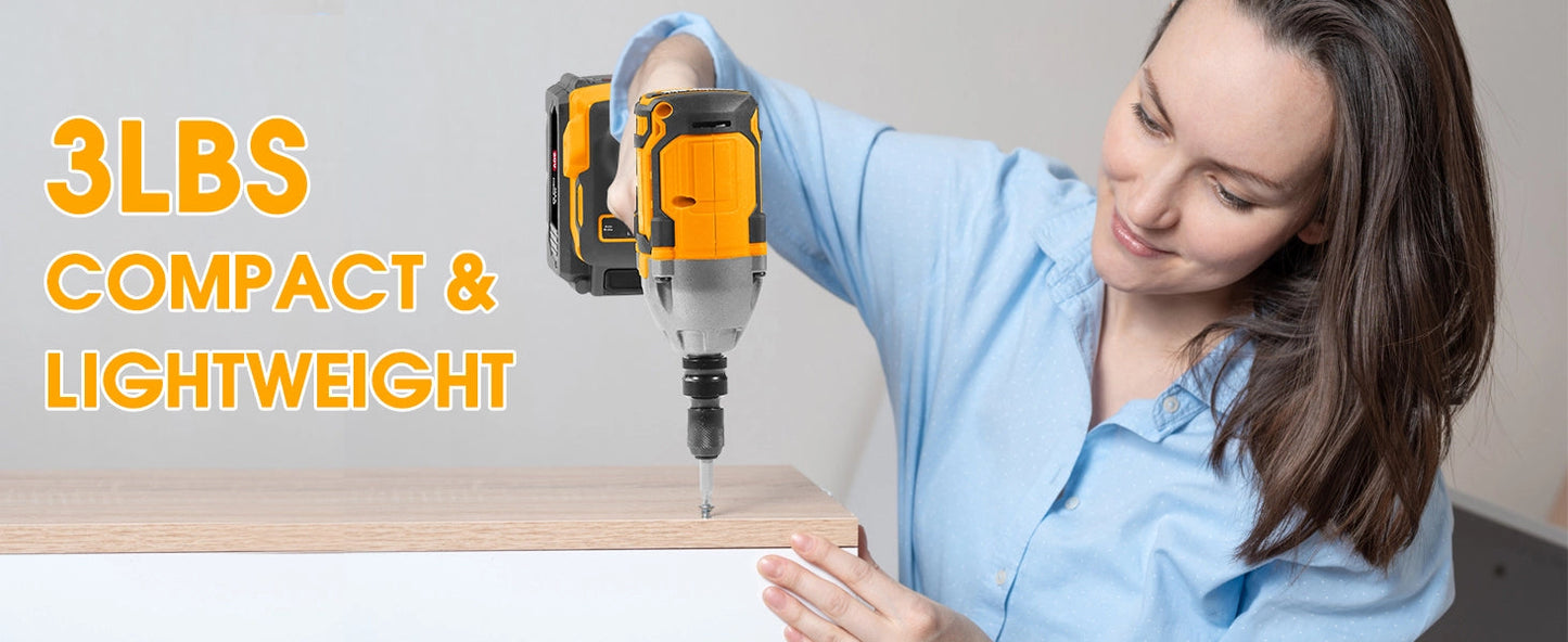 WORKSITE Brushless Cordless Impact Wrench 1/2 Inch 20V High Torque 4.0Ah Battery 280 ft-lbs(380 Nm) Impact Gun Tools No.CIW336 Worksite Power Tools