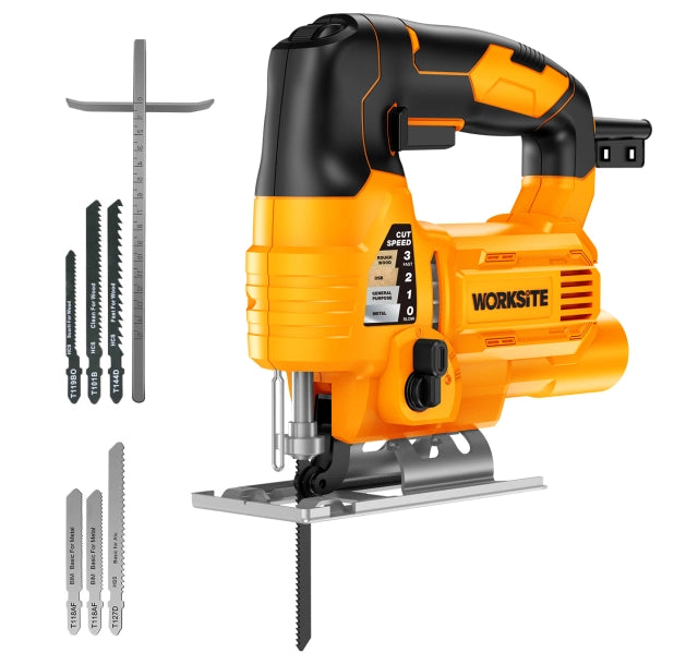 WORKSITE Corded Jig Saw 650W Electric Power Variable Speed 3000RPM Handheld Woodworking Cutting Wood Jig Saws-JS283-110V Worksite Power Tools