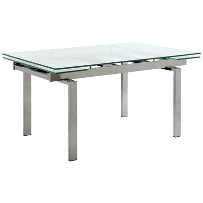 Wexford Glass Top Dining Table with Extension Leaves Chrome-106281