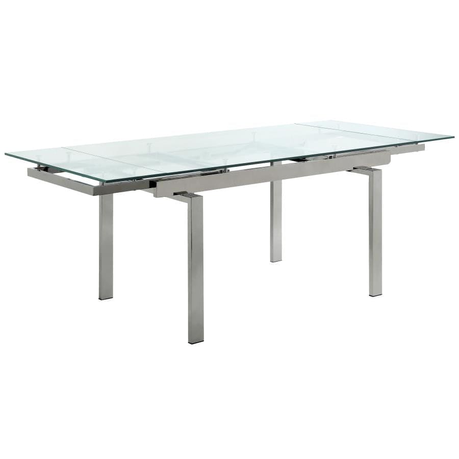 Wexford Glass Top Dining Table with Extension Leaves Chrome-106281 ebuystt
