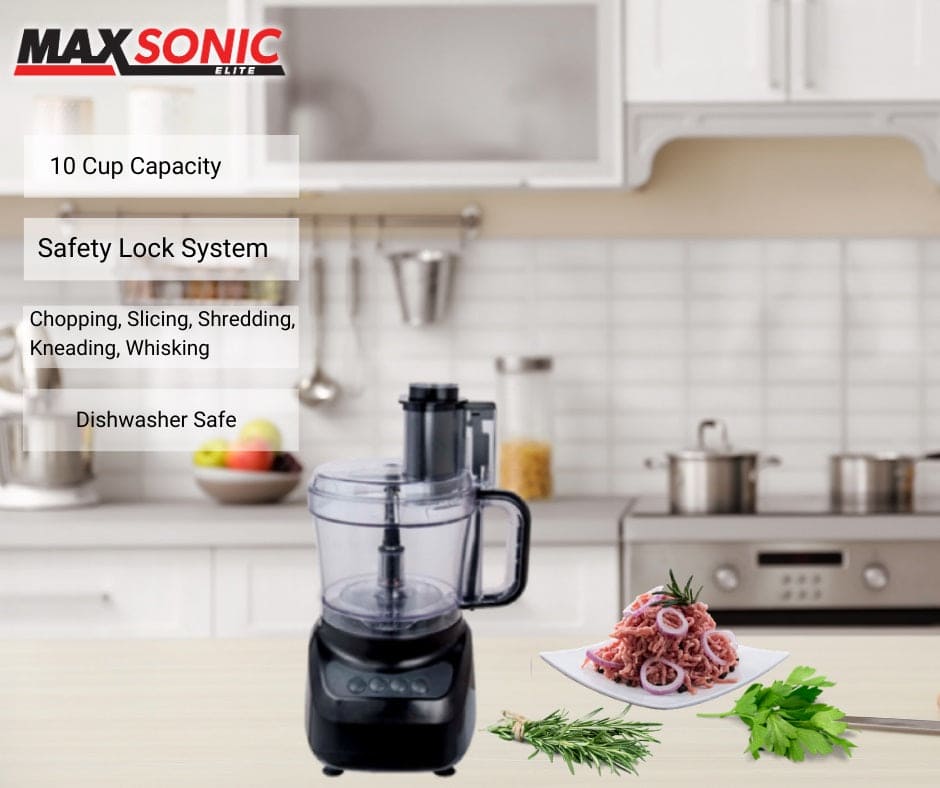 MAXSONIC ELITE FOOD PROCESSOR 10CUP 1.8 - MSNECJ7 Pie's Variety Store