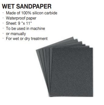 5 Sheets -Grit 1200 Waterproof Paper 9x11 Wet/Dry Silicon Carbide
