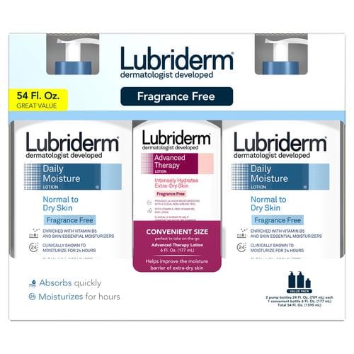 Lubriderm Daily Moisture Lotion (Normal to Dry Skin) + Advanced Therapy and Daily Moisture Lotion / 54 oz (Extra Dry Skin)  - 465096 Ebuystt