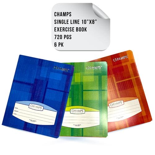 Champs exercise Book Clear Jacket 6pk Clear Exercise Book Covers Slip on Jackets transparent plastic book covers slip on protective jackets designed -350948 Hannah's Variety Store