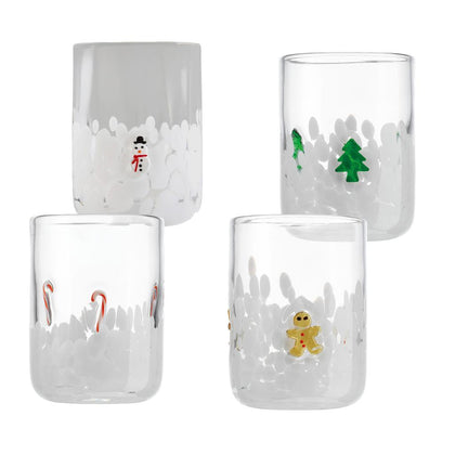 Godinger 4-Piece Glass Set with Christmas Decoration - 493159