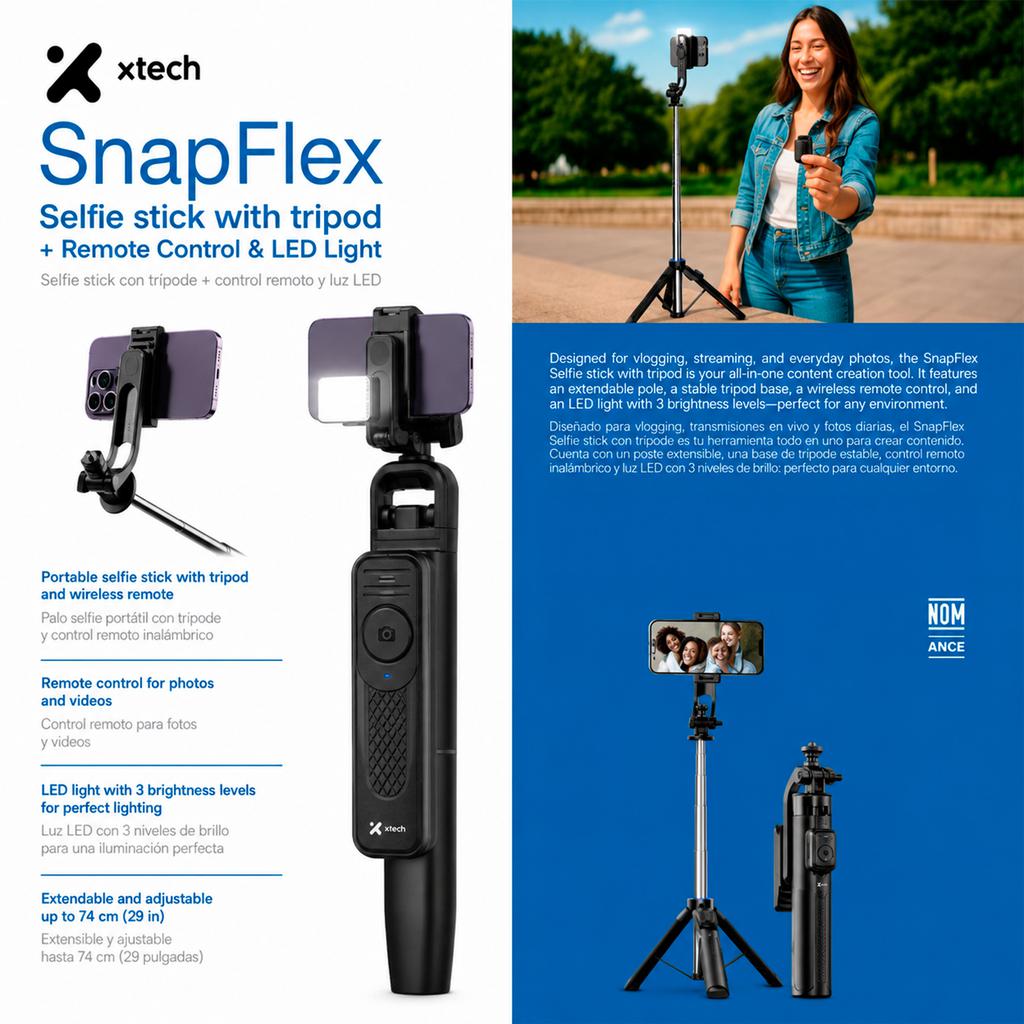 Xtech Portable Selfie Stick with Tripod and Wireless Shutter - 518358 ebuystt