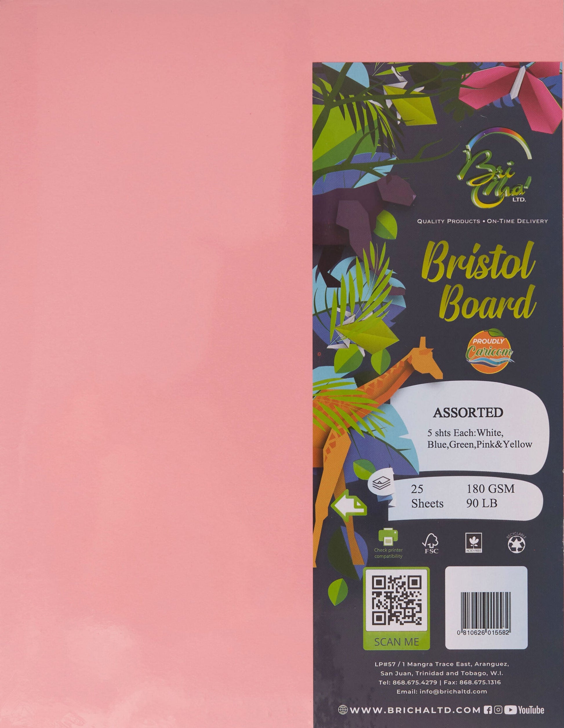 BriCha Bristol Board 180 GSM, Blue (25 Sheets) - 810626012383 Pie's Variety Store