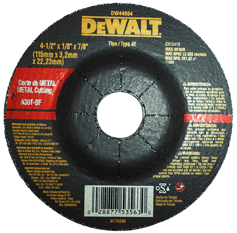 DEWALT 4 1/2 IN X 1/8 IN X 7/8 IN Metal Cutting Disc Home Improvements, DIY Projects, Building and Construction- DW44604 MEGA