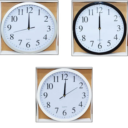 Wall Clock Analog 12 inches Modern Battery Operated for Bedroom Office Living Room Home Kitchen Bathroom Black/White/Silver - 200113105