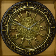 Wall Clock Round Black/Gold 15 Inches  for Kitchen Bedroom Living Room Office Classroom Décor. -20014290