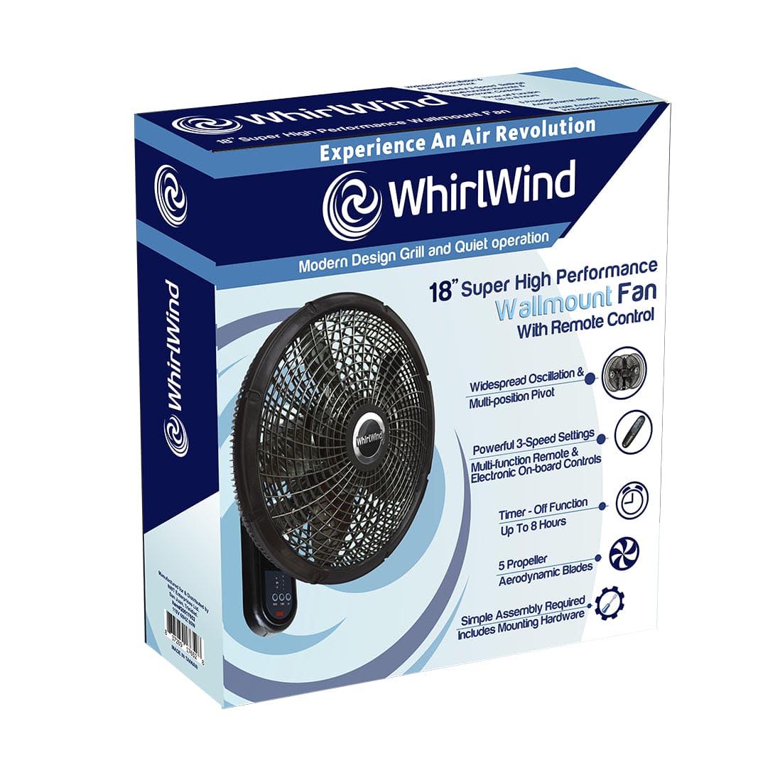 WHIRLWIND 18" HIGH PERFORMANCE WALL-MOUNTED FAN WITH REMOTE - 20017652 MEGA