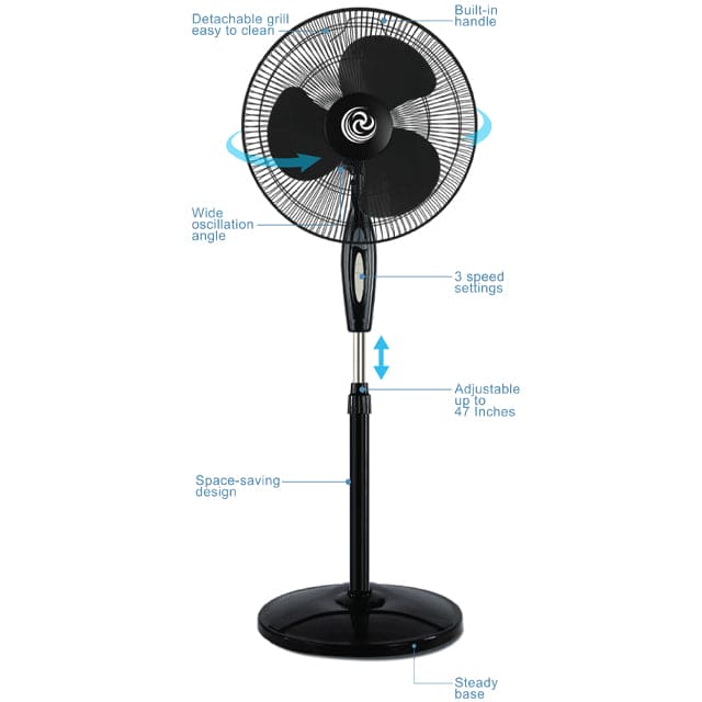 WHIRLWIND 16" HIGH PERFORMANCE PEDESTAL FAN PLASTIC 3 FIN-20017659 ebuystt
