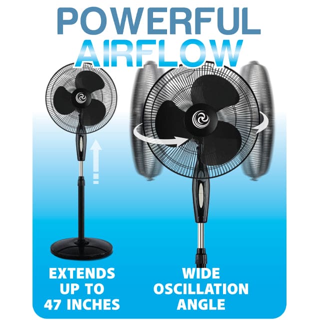 WHIRLWIND 16" HIGH PERFORMANCE PEDESTAL FAN PLASTIC 3 FIN-20017659 ebuystt