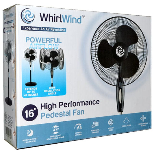 WHIRLWIND 16" HIGH PERFORMANCE PEDESTAL FAN PLASTIC 3 FIN-20017659 ebuystt