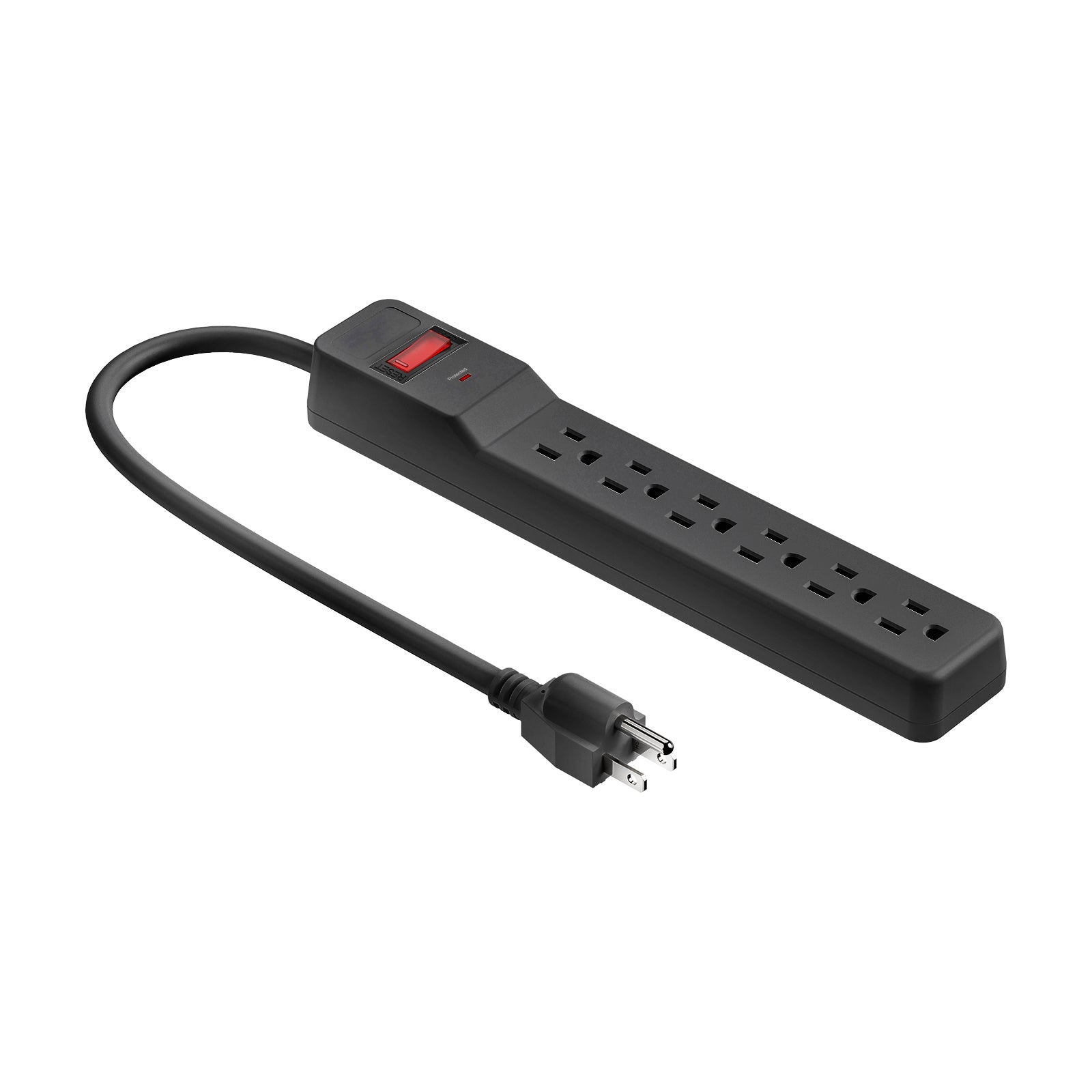 RHINOCORD 6 OUTLET POWER STRIP BLACK 245J 2.5FT-20020823 ebuystt
