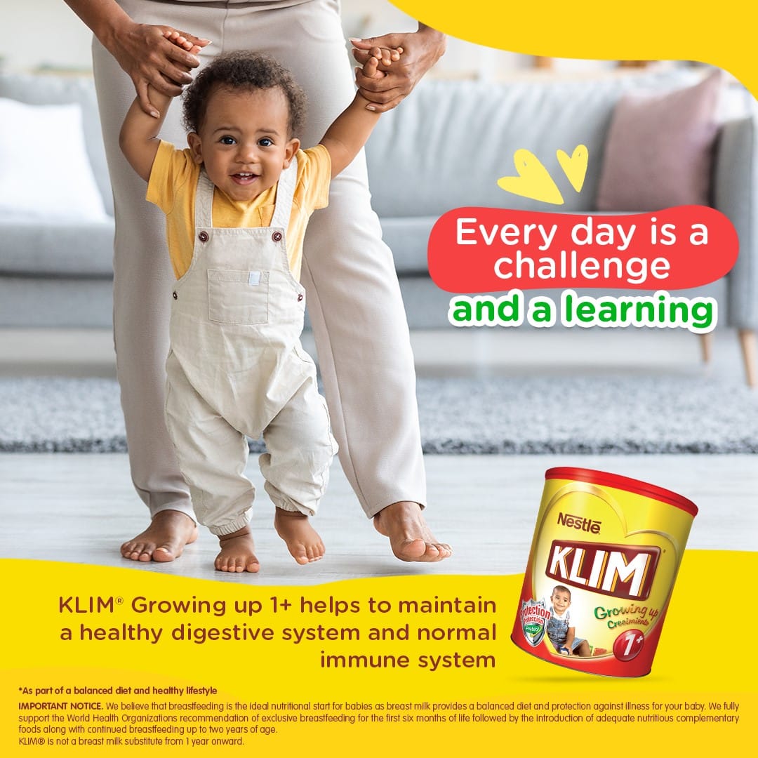Nestle Klim Growing Up Milk 1 Plus 1600G - KLIM® 1+ Growing Up which provides them with vitamins, minerals, and prebiotics.  - 7501059276024