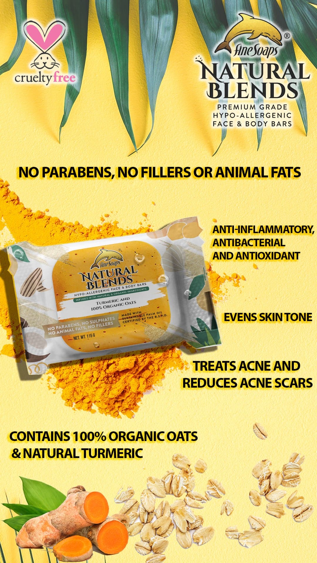Fine Soaps Papaya and Poppyseed Natural Blends Face and Body Bar 3x115G - FSPNPNBFBB3115 EBUYSTT