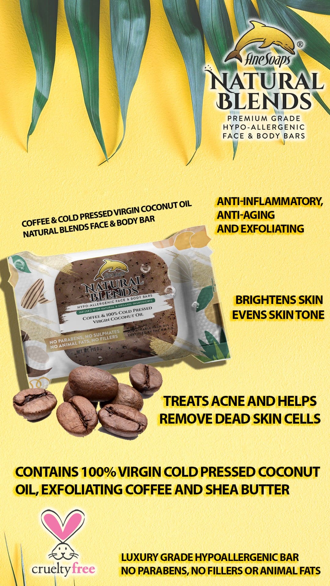 Fine Soaps Papaya and Poppyseed Natural Blends Face and Body Bar 3x115G - FSPNPNBFBB3115 EBUYSTT