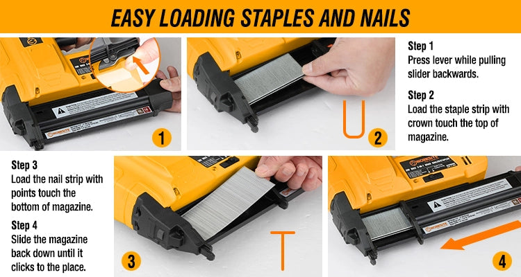 WORKSITE 2-In-1 Brad Nailer Stapler 18 Gauge Battery Powered Portable Nail Gun Compatible with 3/4 Inches~2Inches Nails and 3/4 Inches~1-9/16 inches Staples- CNT116 Worksite Power Tools
