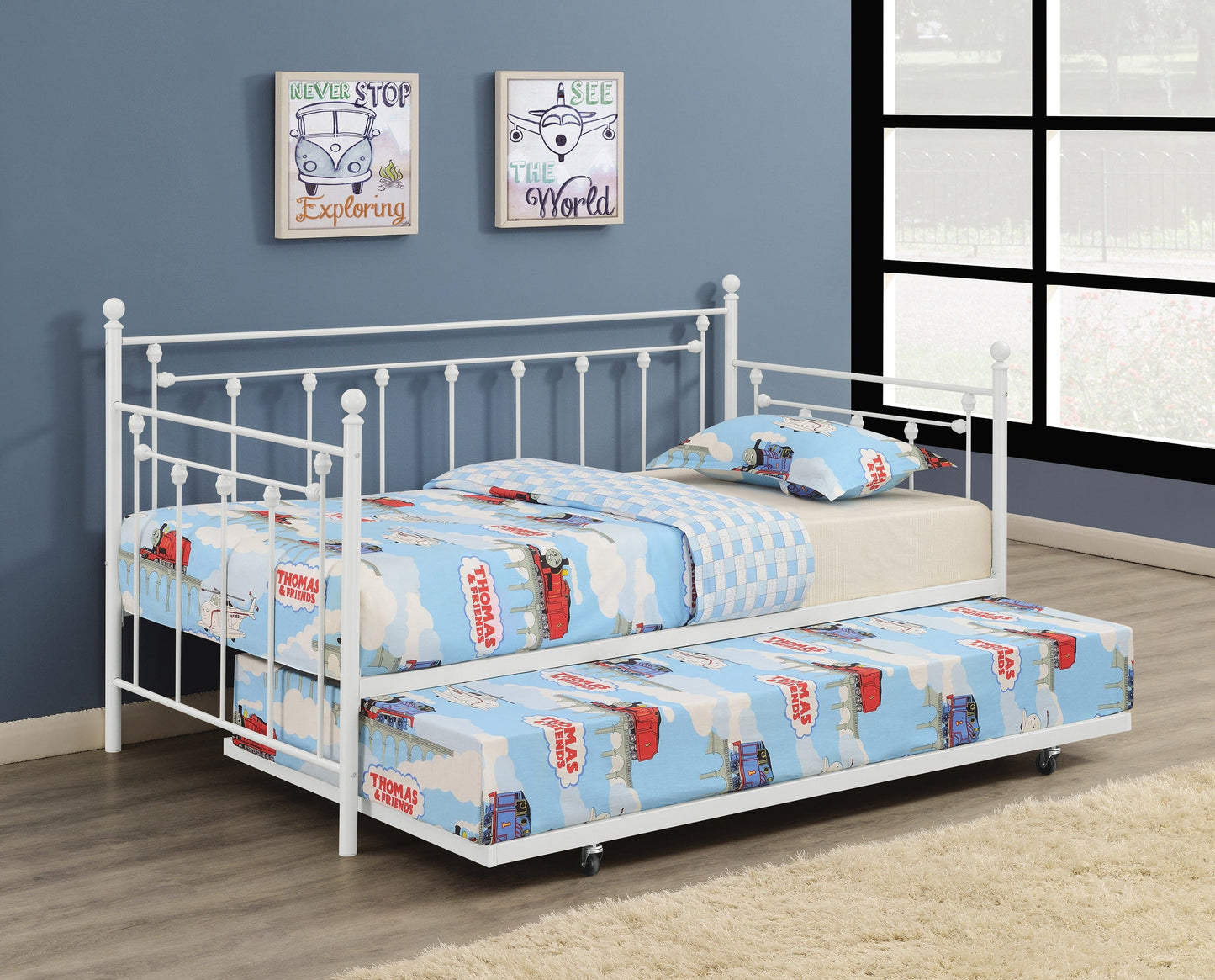 Nocus Metal Twin Daybed with Trundle White - 306055 ebuystt