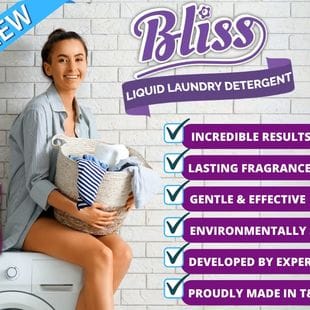 Bliss Liquid Laundry Detergent (Breezy Clean) - It cleans and brightens with the strength to remove dirt and tough odors, leaving a wonderful Breezy Clean fragrance - 76950318922 ebuys
